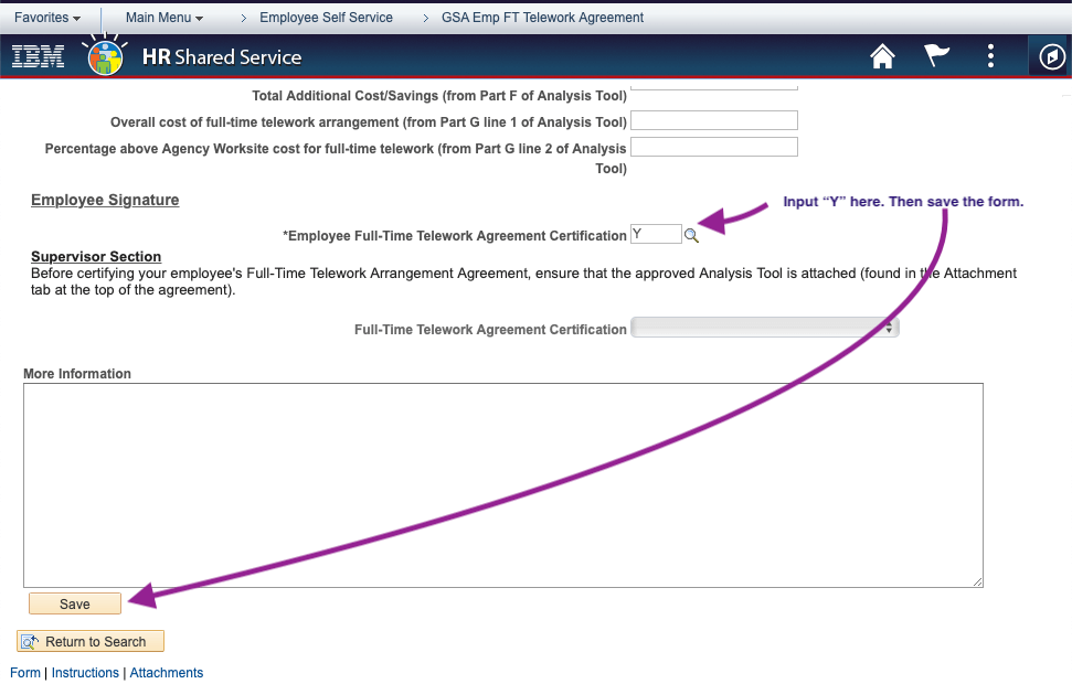 Screenshot of Employee Signature form section